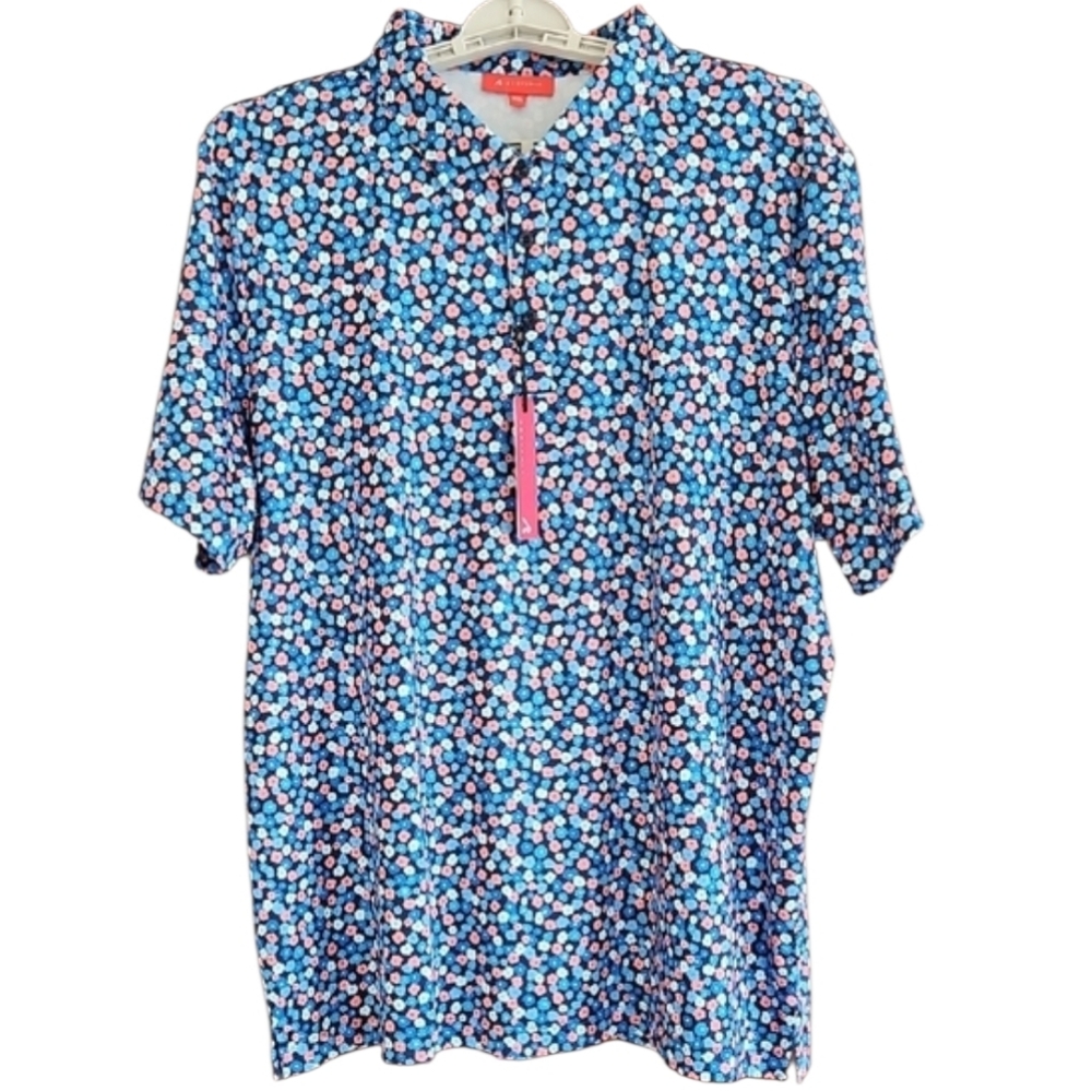 Redvanly NWT Mens Golf Marne Polo In Midnight Navy Multi, Size XXL